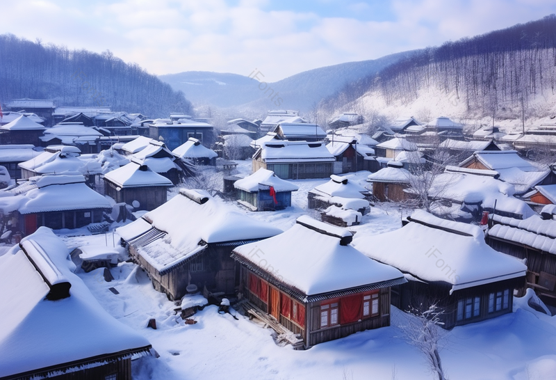 东北雪乡雪景冬天的乡村风光摄影户外摄影建筑摄影,高清,摄影图,摄影图片,图片大全,摄影图免费下载